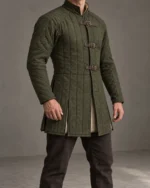 Aldren dark olive articulated light gambeson front view