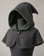 Bellamy Two-Tone Wool Hood in charcoal with a green inner face and rounded mantle