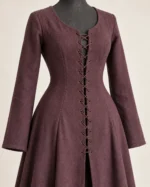 Details of Briar Gate Front-Laced Wool Medieval Overgown