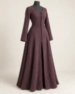 Briar Gate Front-Laced Wool Medieval Overgown, front view