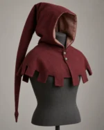 Cedric Dagged Chaperon Hood in deep burgundy with a long tail and square-cut mantle
