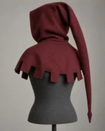 Rear view of the Cedric Dagged Chaperon Hood showing the long liripipe and square dags