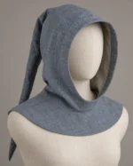 Face-Framed Linen Liripipe Hood, front view