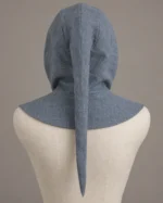 Face-Framed Linen Liripipe Hood, rear view