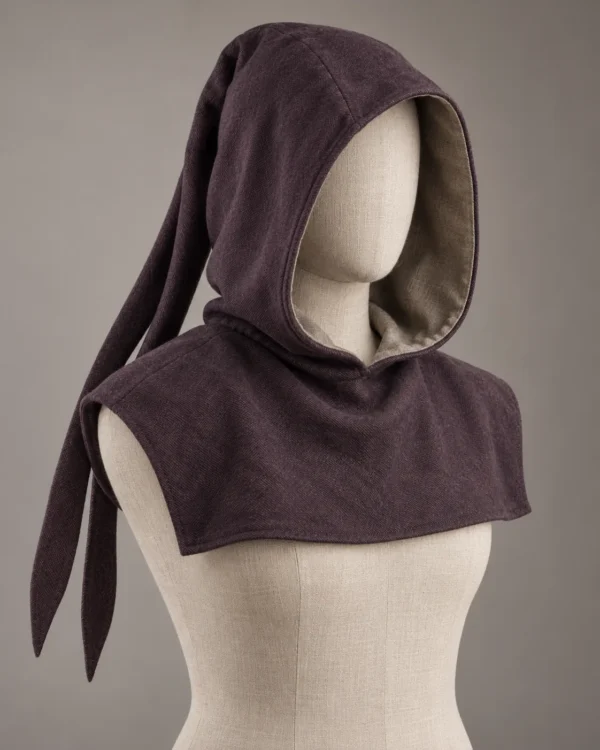 Forked-Tail Medieval Liripipe Hood, front view