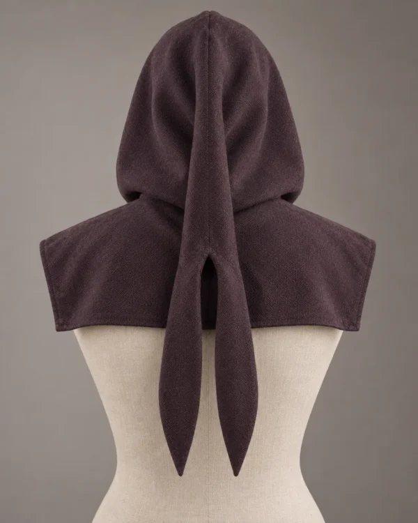 Forked-Tail Medieval Liripipe Hood, rear view