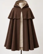 Hearthfall Hooded Fantasy Cloak with Shoulder Mantle, front view