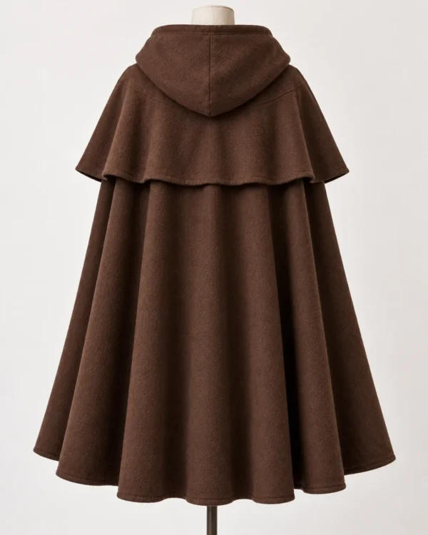 Hearthfall Hooded Fantasy Cloak with Shoulder Mantle, rear view