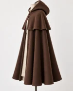 Hearthfall Hooded Fantasy Cloak with Shoulder Mantle, side view
