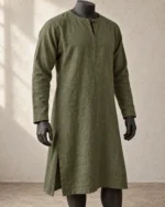 Hedeby muted olive linen Viking tunic front view