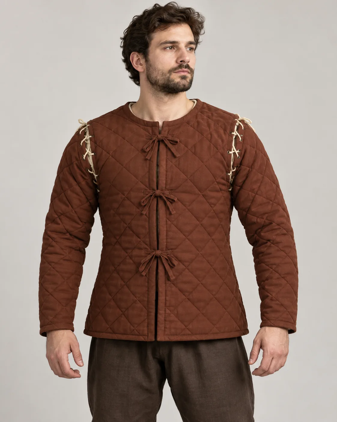 Kestrel Lace-On Sleeve Quilted Costume Jacket, front view Kestrel Lace-On Sleeve Quilted Costume Jacket, front view