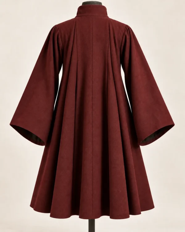 Lantern Hall Pleated Wool Medieval Gown, rear view