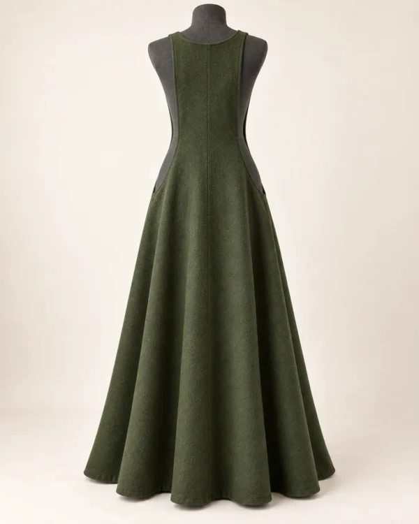 Marl Fen Sideless Wool Medieval Surcote, rear view