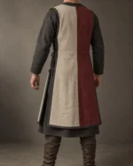 Rear view of the Montfort Heraldic Surcoat showing the divided colors and side ties