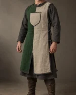 Montfort forest green and natural heraldic surcoat front view