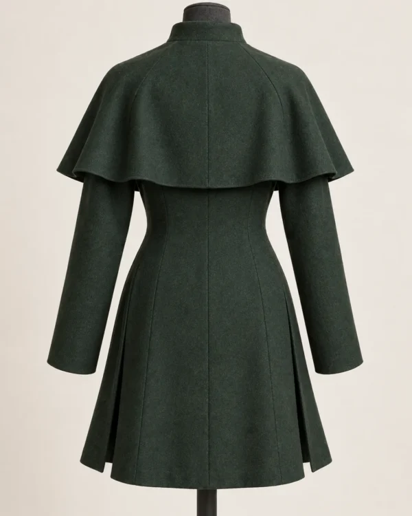 Pilgrim's Wool Fantasy Coat with Shoulder Mantle, rear view