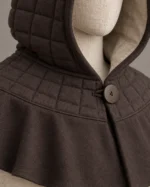 Details of Quilted Medieval Hood with Smooth Mantle