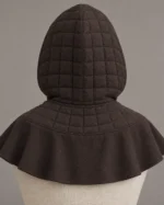 Quilted Medieval Hood with Smooth Mantle, rear view
