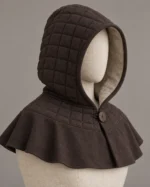 Quilted Medieval Hood with Smooth Mantle, side view