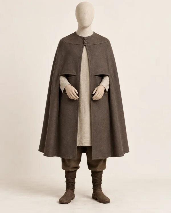 Wold Medieval Cape with Front Hand Openings, front view