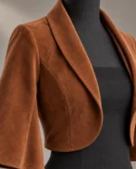 Bell-Sleeve Velvet Bolero in Rust, construction detail