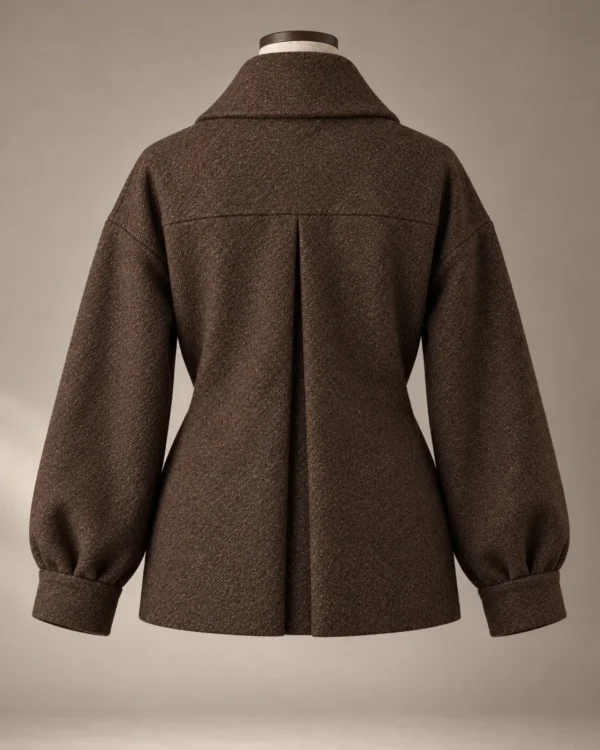 Fenwick Wool Wrap Jacket in Walnut Brown, back view