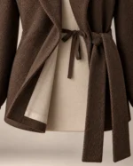 Fenwick Wool Wrap Jacket in Walnut Brown, detail view