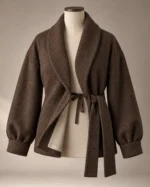 Fenwick Wool Wrap Jacket in Walnut Brown, front view