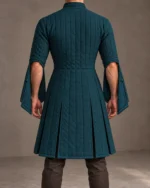 Larkspur elbow-open festival gambeson in Deep Teal, back view