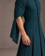 Larkspur Deep Teal faced elbow-exit opening and attached hanging sleeve