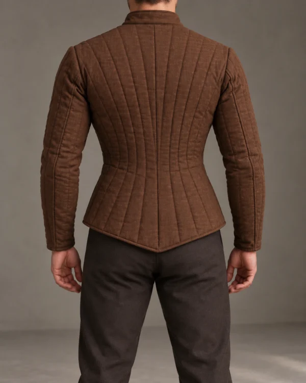 Marlowe pointed-waist quilted doublet in Warm Chestnut, back view