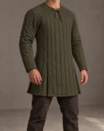Oakhall keyhole pullover aketon in Dark Olive, front three-quarter view