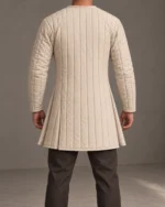 Oakhall keyhole pullover aketon in Natural Flax, back view