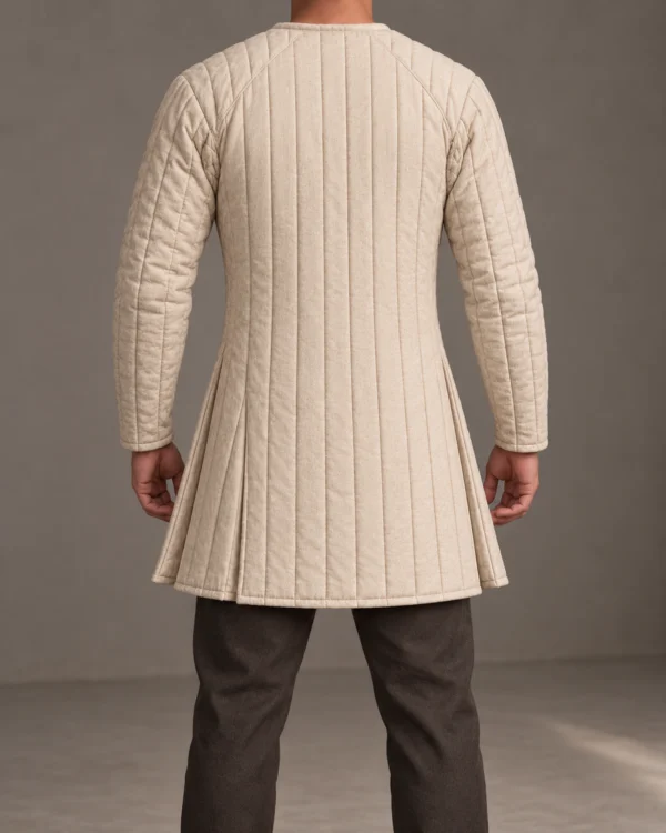 Oakhall keyhole pullover aketon in Natural Flax, back view