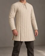 Oakhall keyhole pullover aketon in Natural Flax, front three-quarter view