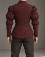 Ravensburg triple-puff quilted doublet in Deep Wine, back view