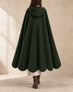 Rowanleaf Integral-Gore Cloak in Forest Green, rear view showing shoulder construction and drape