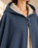 Detail of the Slate Blue face of the Twinfold reversible festival cloak