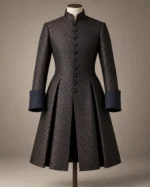 Valewick Brocade Riding Coat in Navy and Gold, front view