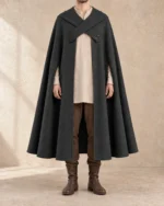 Waycross Cross-Band Campaign Cloak in Charcoal, front view of the alternate color
